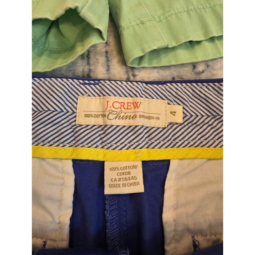 J. Crew Women's Size 4 Chino Green and Blue 100% Cotton Shorts Bundle - Picture 2 of 4